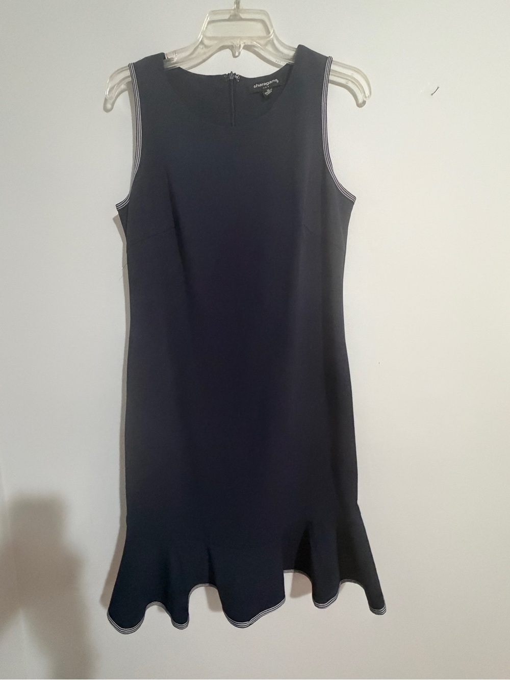 Sharagano Navy Sleeveless Flounce-Hem Mini Dress